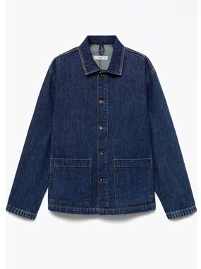 Mango Denim Overshirt Mens Cotton Button Up Shirt Jacket Mid Wash Size XL